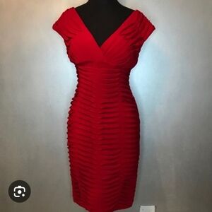 Elegant Red Pleated Dress
